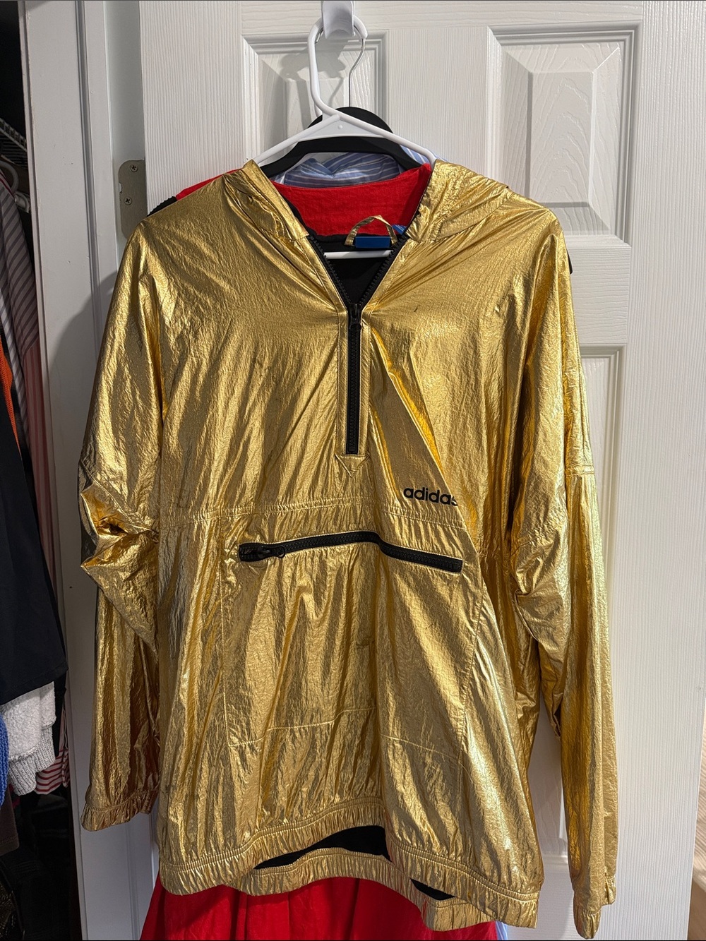 adidas Metallic Gold Hooded Windbreaker Pullover
